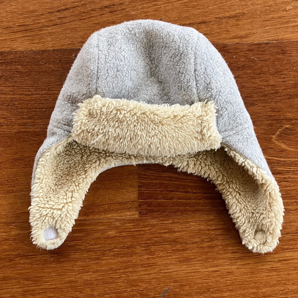Zutano trapper hat 12M grey Witt soft plush fleece lining